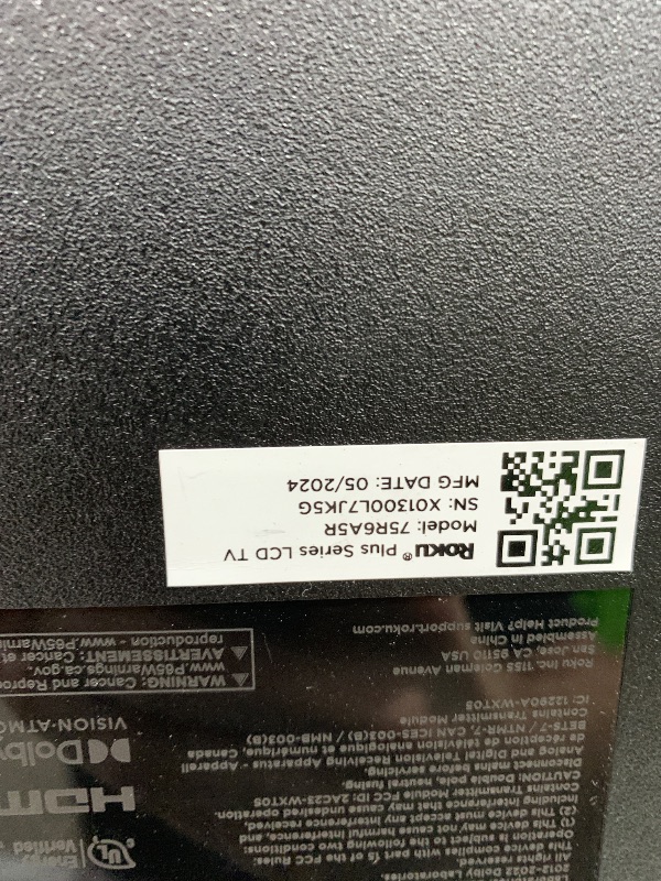 Photo 1 of ****************SCREEN DESTROYED, NON-FUNCTIONAL, FINAL SALE***************
Roku Smart TV – 75-Inch Plus Series 4K QLED RokuTV with Roku Voice Remote Pro, Dolby Vision, Striking 4K Resolution, Automatic Brightness, & Seamless Streaming – Live Local News &