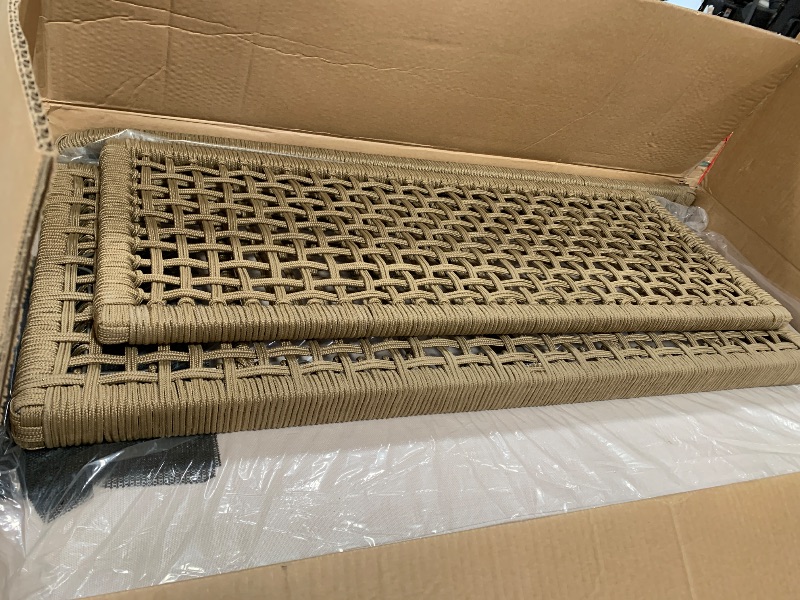 Photo 1 of ***************THIS IS ONLY BOX 2 OUT OF 3*************
Merax 6 Piece Rope Patio Furniture L-Shaped Set,Outdoor Sectional Sofa Set with Table and Ice Box,Rope Conversation Patio Sectional Furniture Set for Porch, Balcony, Garden,Beige