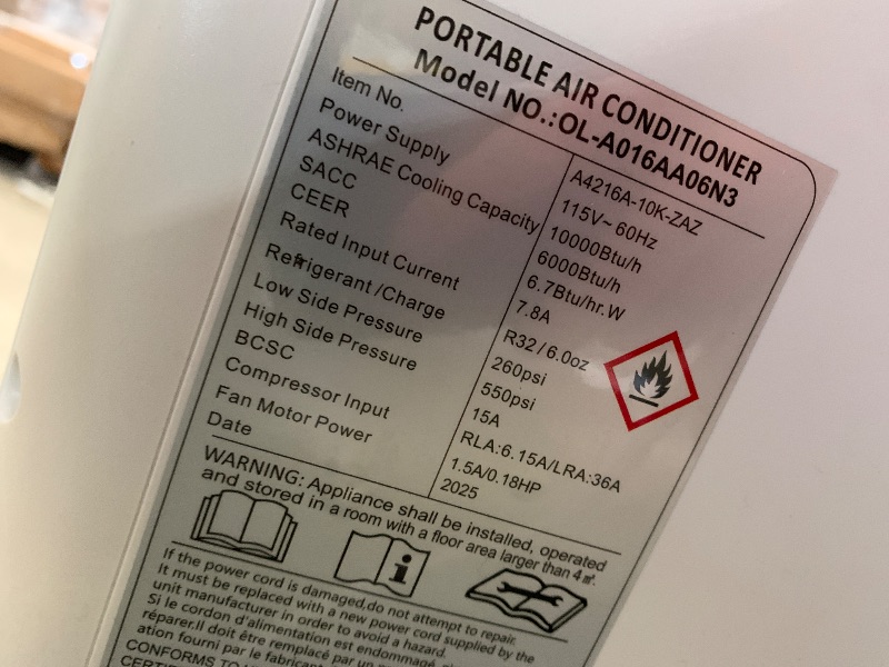 Photo 1 of ***************MISSING MOST ACCESSORIES*************
ZAFRO 10,000 BTU Portable Air Conditioners, 4 Modes Portable AC Unit with Fast Cooling/Energy Saving/Remote Control/24Hrs Timer for Bedroom/Dorms/Indoor Rooms, White
