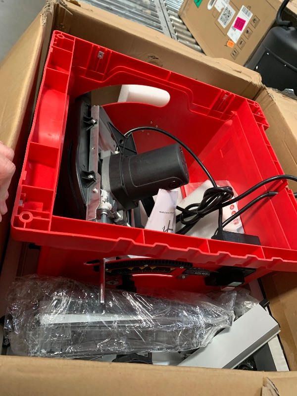 Photo 1 of 10 Inch Table Saw, Portable Benchtop Table Saw, Stand & Push Stick, Adjustable Blade Height, With Port for Connecting Dust Collector, 90°Cross Cut & 0-45°Bevel Cut, 5000RPM