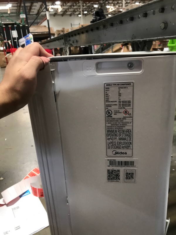 Photo 1 of ***************MISSING REMOTE/MINOR DAMAGE**********
Midea 8,500 BTU ASHRAE (5,000 BTU SACC) Portable Air Conditioner, Smart Control, Cools up to 150 Sq. Ft., with Dehumidifier & Fan mode, Easy- to-use Remote Control & Window Installation Kit Included