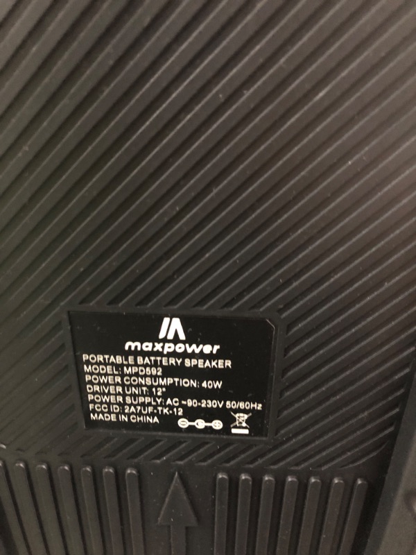 Photo 1 of ***SEE NOTES*** 
Max Power DJ Speaker - MPD592-OMNIA 12 Portable Sound System -Bluetooth Multi LED Light Speaker Set Perfect for Indoor and Outdoor - PA Speaker System with Remote with Microphone