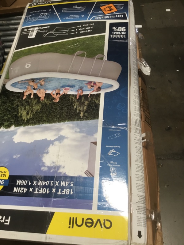 Photo 1 of DIMAR GARDEN 17.7ft x 10ft x 41.7in Inflatable Swimming Pool, Outdoor Steel Frame Above Ground Pool for Backyard, Filter Pump Not Included