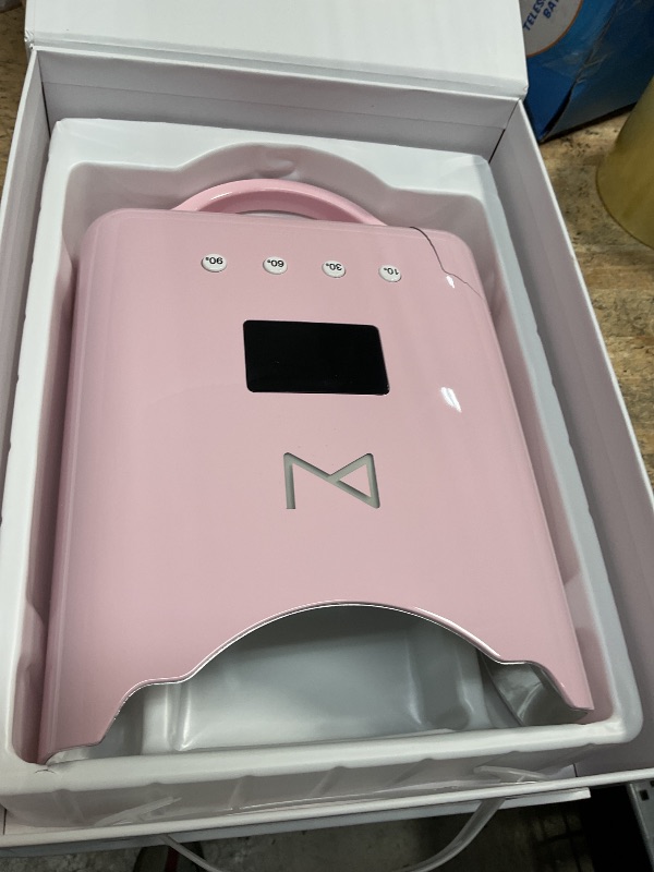 Photo 1 of (MISSING POWER CORD)M - NEO Cordless & Rechargeable Nail Curing Lamp 78W with 4 LCD Time Display Timer, Auto Sensor, and Spacious Interior for All Hand Sizes and Nail Lengths (Pink)