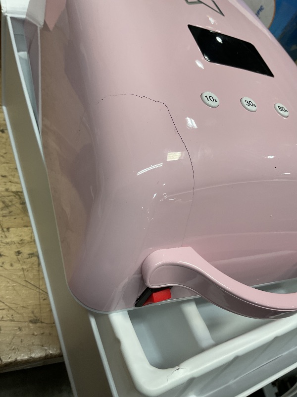 Photo 1 of (MISSING POWER CORD)M - NEO Cordless & Rechargeable Nail Curing Lamp 78W with 4 LCD Time Display Timer, Auto Sensor, and Spacious Interior for All Hand Sizes and Nail Lengths (Pink)