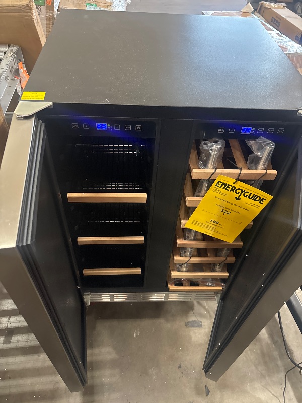 Photo 1 of 24 Inch Outdoor Wine and Beverage Refrigerator, Weather Proof Dual Zone Wine Fridge, Under Counter Wine Cooler Fridge Built-In or Freestanding, Holds 20 Bottles and 57 Cans (Double 