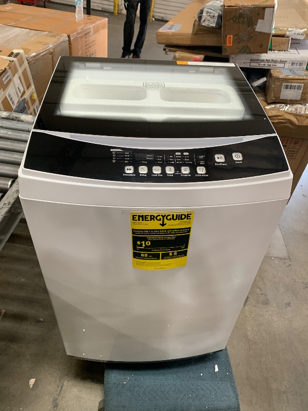 Photo 1 of BLACK+DECKER 3.0 Cu. Ft. Portable Washer, 26.5 lb. Capacity Washing Machine, 6 Cycles, Quick Connect Sink Adapter and Drain Hose Included, Transparent Lid & LED Display, BPW30MW, White