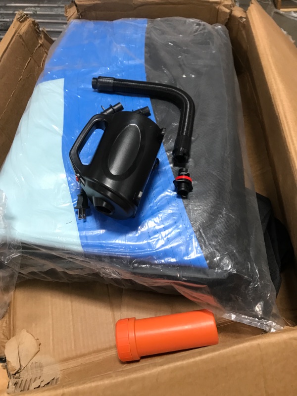 Photo 1 of Inflatable Water Trampoline, 10/12/15FT Floating Lake Trampoline for Adults Portable Bounce Swim Platform for Lake, Pools with Pump and Rope Ladder (Pale Blue)