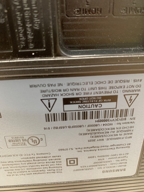 Photo 1 of *************SCREEN DAMAGED, NON-FUNCTIONAL, FINAL SALE**************
Samsung 55-Inch Class Crystal UHD U8000F 4K Smart TV (2025 Model) Endless Free Content, Crystal Processor 4K, MetalStream Design, Knox Security, Alexa Built-in