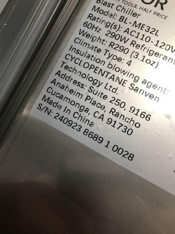 Photo 1 of **** PARTS ONLY, MINOR DENTS/ DAMAGE , MISSING HARDWARE ****
Commercial Blast Freezer, 80 L / 2.8 Cu.ft Blast Chiller with 3 Trays, Blast Chiller Freezer Chest with 4 Freezing Modes, Stainless Steel Food Blast Freezer with Casters for Restaurant, Seafood
