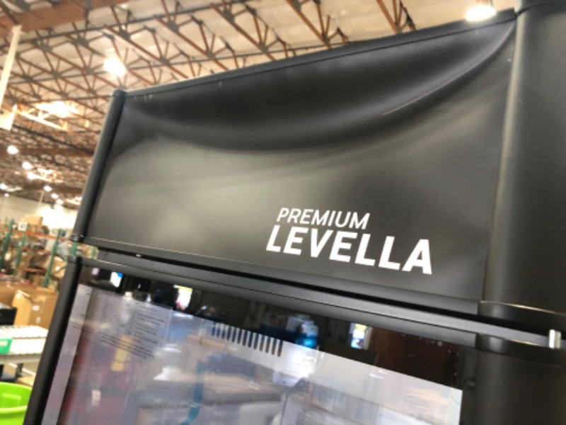 Photo 1 of ************MISSING KEYS TO LOCK, HAS DENTING ON TOP AND BOTTOM OF BACK**********
PremiumLevella PRF1257DX Glass Door Display Refrigerator 12.5 cu ft Commercial Beverage Cooler Merchandiser With Customizable Lightbox - Black