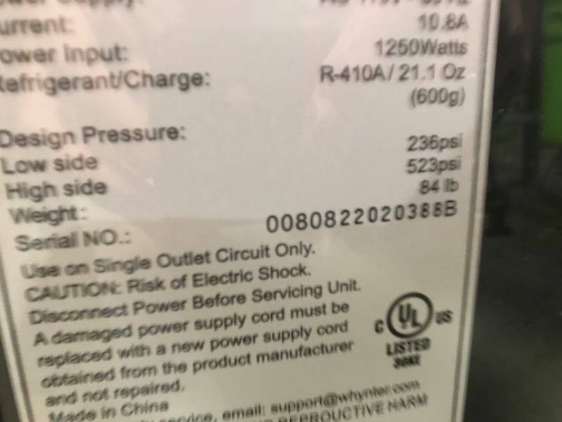Photo 1 of ************MISSING ACCESSORIES************
Whynter ARC-143MX 14,000 BTU (9,456.1 BTU SACC) Dual Hose Cooling Portable Air Conditioner, Dehumidifier, and Fan with 3M Filter Storage Bag, up to 500 sq ft in Platinum/Black