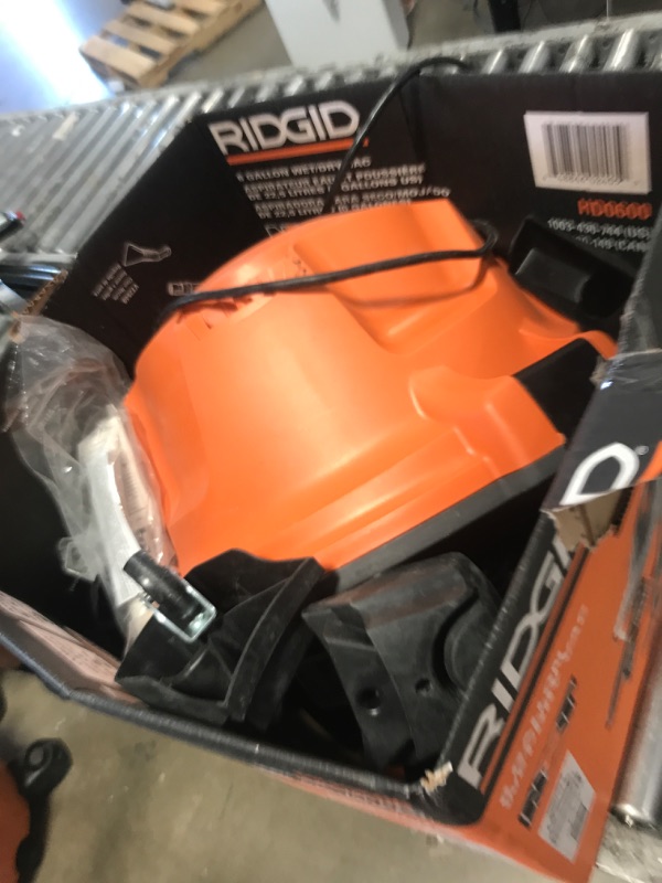 Photo 1 of **********MISSING SOME ATTACHMENTS***************
RIDGID 6 Gallon 3.5 Peak HP NXT Shop Vacuum Wet Dry Vac with General Debris Filter, Locking Hose and Accessory Attachments