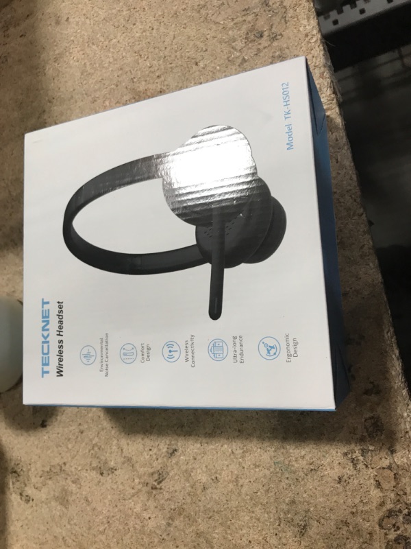 Photo 1 of TECKNET Wireless Headset, Bluetooth Headset with AI Noise Cancelling Microphone - Rechargeable Bluetooth V5.2 Headphones, 50H Playtime & Mic Mute, On Ear Headphones for Trucker/Remote Work/Call Center