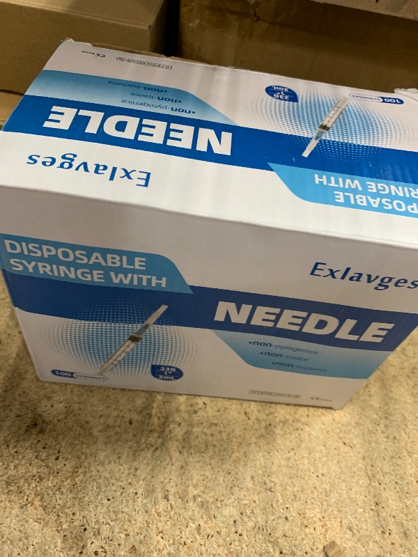 Photo 1 of 100 Pack Disposable 3ml/cc Lab Syringes with 23Ga 1 Inch Needle Luer Lock, Individually Sealed Packed
