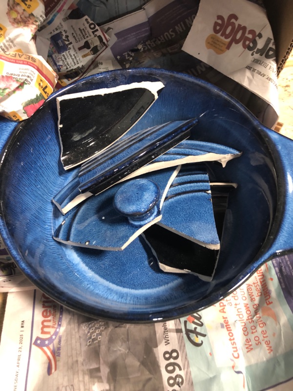 Photo 1 of  top is broken***KOOV Ceramic Casserole Dish with Lid - 2 Quart, 9 Inch Round Baking Dish, Oven Safe, Reactive Glaze