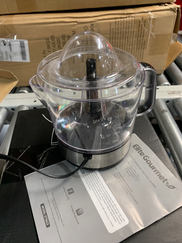 Photo 1 of ***(missing juicer/ parts only)***Elite Gourmet ETS623 BPA-Free Electric Citrus Juicer, Compact, Large Volume, Pulp Control, Oranges, Lemons, Limes, Grapefruits with Easy Pour Spout, 24oz, Black/Stainless Steel