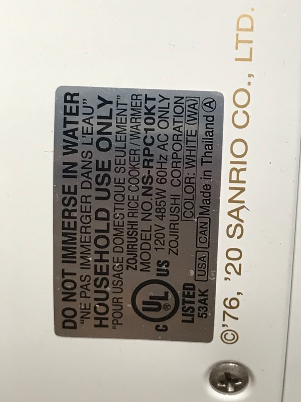 Photo 1 of Zojirushi Hello Kitty 5.5-Cup Automatic Rice Cooker and Warmer (White)