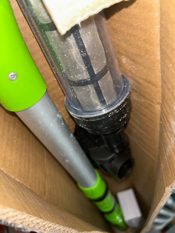 Photo 1 of Poolergetic Cordless Rechargeable Pool Vacuum, Handheld Pool Cleaner with Telescopic Pole for Hot Tubs, Spas, Above Ground and Inground Pools Cleaning for Sand and Debris, Green