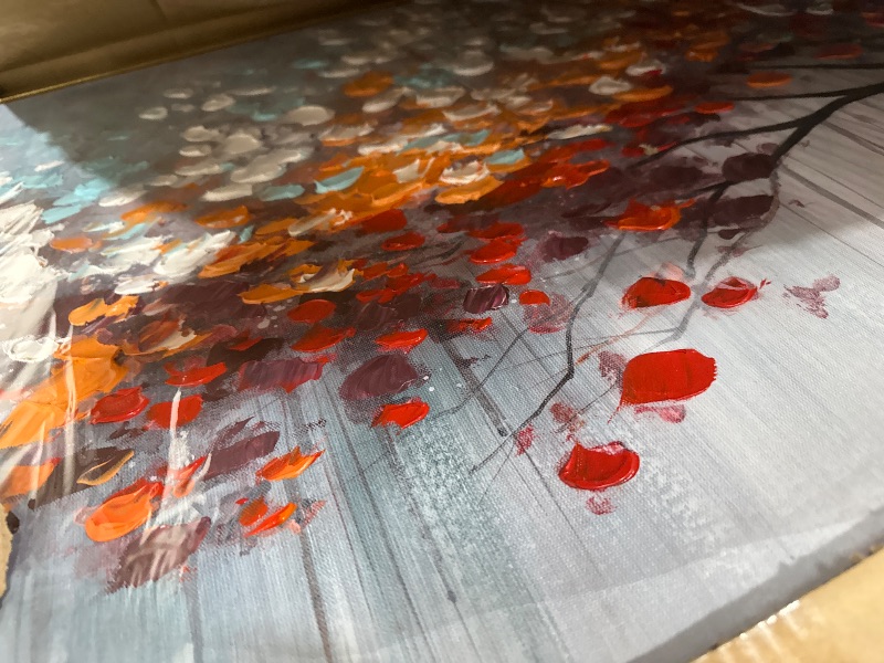 Photo 1 of Hand-Painted Tree of Life Oil Painting on Canvas for Living Room,Frame Colorful Tree Wall Art for Bedroom,Large 3D Artwork Thick Textured Wall Decor for Office Home Decor 24x56 inches