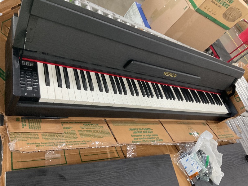 Photo 1 of (PARTIAL SET) (BAGGED) WENCAI 88 Key Electric Piano Velocity-Sensitive Keyboard, 88 Keys Home Upright Digital Pianos, Wooden Electronic Piano for Beginner Adult with 3 Pedals, Supports USB-MIDI/Wireless Connect, Black