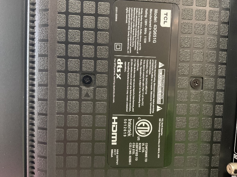 Photo 1 of **PARTS ONLY**TCL 43-Inch Q65 QLED 4K UHD Smart TV with Google TV (43Q651G, 2024 Model) Dolby Vision, Dolby Atmos, HDR Pro+, Game Accelerator Enhanced Gaming, Voice Remote, Works with Alexa, Streaming Television**PARTS ONLY**