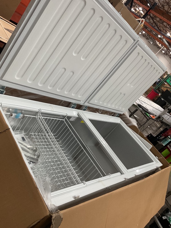 Photo 1 of DUURA Chest Freezer Sub Zero Commercial Freezer with Split Top Double Locking Lids, Indoor or Outdoor Ready for Garage, Basement, Restaurant, Cafe, 30 Cu. Ft., White