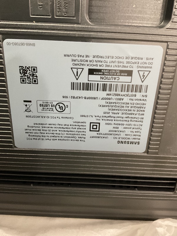 Photo 1 of ***PARTS ONLY***SAMSUNG 43-Inch Class Crystal UHD U8000F 4K Smart TV (2025 Model) Endless Free Content, Crystal Processor 4K, MetalStream Design, Knox Security, Alexa Built-in