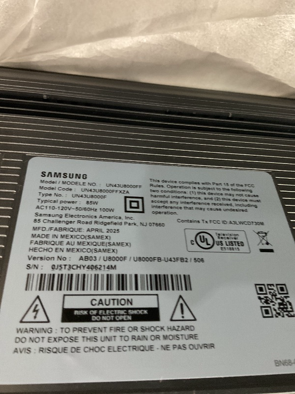 Photo 1 of ***PARTS ONLY***SAMSUNG 43-Inch Class Crystal UHD U8000F 4K Smart TV (2025 Model) Endless Free Content, Crystal Processor 4K, MetalStream Design, Knox Security, Alexa Built-in