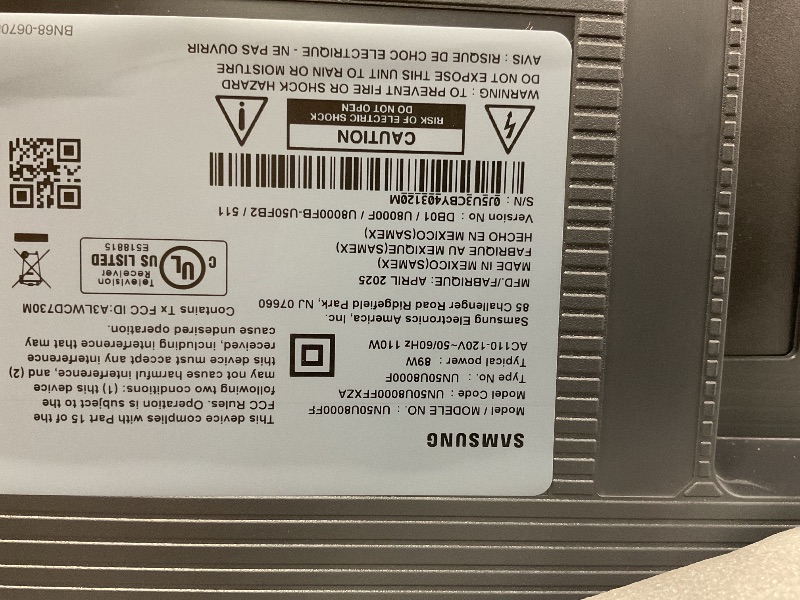 Photo 1 of **PARTS ONLY**Samsung 50-Inch Class Crystal UHD U8000F 4K Smart TV (2025 Model) Endless Free Content, Crystal Processor 4K, MetalStream Design, Knox Security, Alexa Built-in