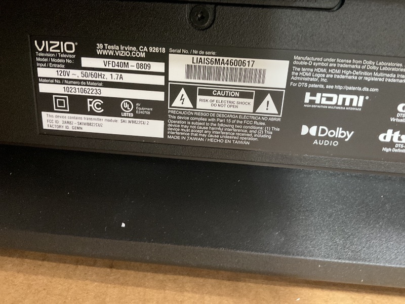 Photo 1 of ***MISSING CONTROL AND STAND***

VIZIO 40-inch Full HD 1080p Smart TV with DTS Virtual: X, Alexa Compatibility, Google Cast Built-in, Bluetooth Headphone Capable, (VFD40M-08 New)