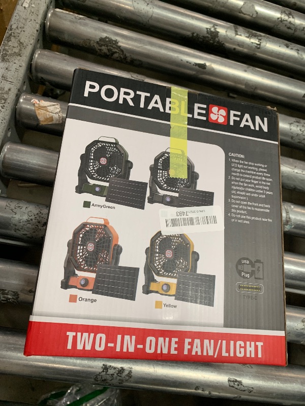 Photo 1 of 20000mAh Solar Fan with LED Lantern, Camping Fan with Solar Panel, 7W Rechargeable Powered for Outside, Quiet Battery Operated Tent Fan for Picnic, Barbecue, Fishing, Travel