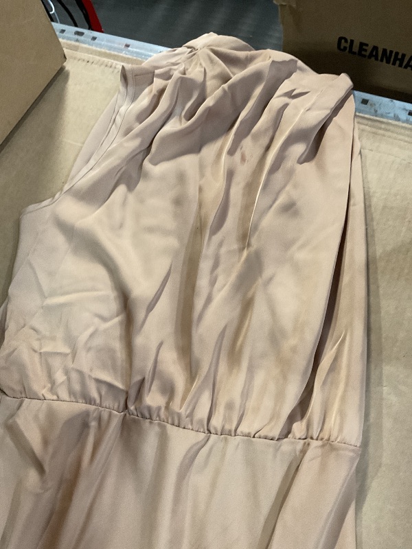 Photo 1 of (Used)(stained) BTFBM Womens Sleeveless Cocktail Dresses Mock Neck Keyhole Elastic High Waist Evening Party Maxi Wedding Guest Dress(Solid Light Khaki, Medium)