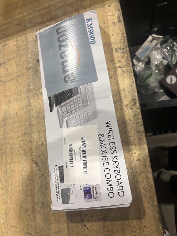 Photo 1 of Wireless Keyboard and Mouse Ultra Slim Combo, TopMate 2.4G Silent Compact USB 2400DPI Mouse and Scissor Switch Keyboard Set with Cover, 2 AA and 2 AAA Batteries, for PC/Laptop/Windows/Mac-Silver White