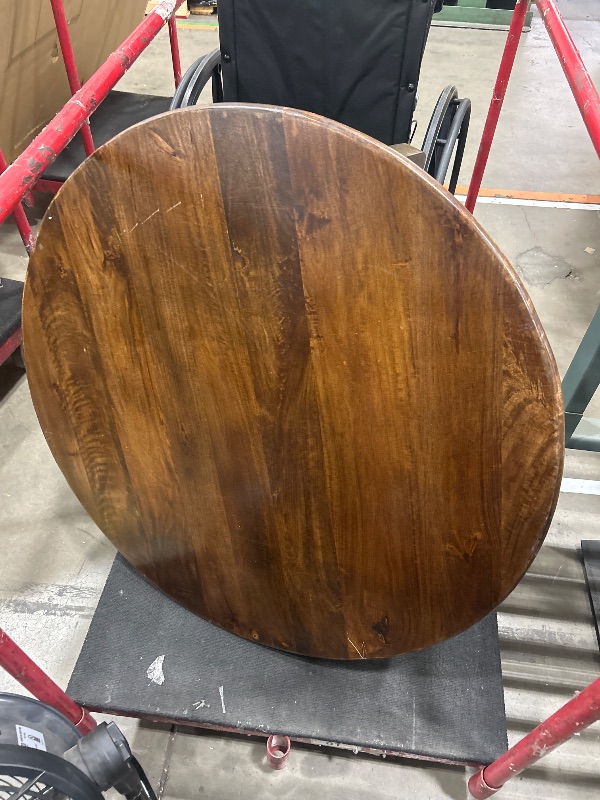 Photo 1 of ********************ONE OF THE LEGS IS NOT COMPLETELY BOLTED ON AND MOVES*********
Coaster Home Furnishings - Dale - Mango Wood - Round Coffee Table with Slab Base, Circular Top, Angle Leg Design - Living Room - 37 Inch - Brown - 721998
