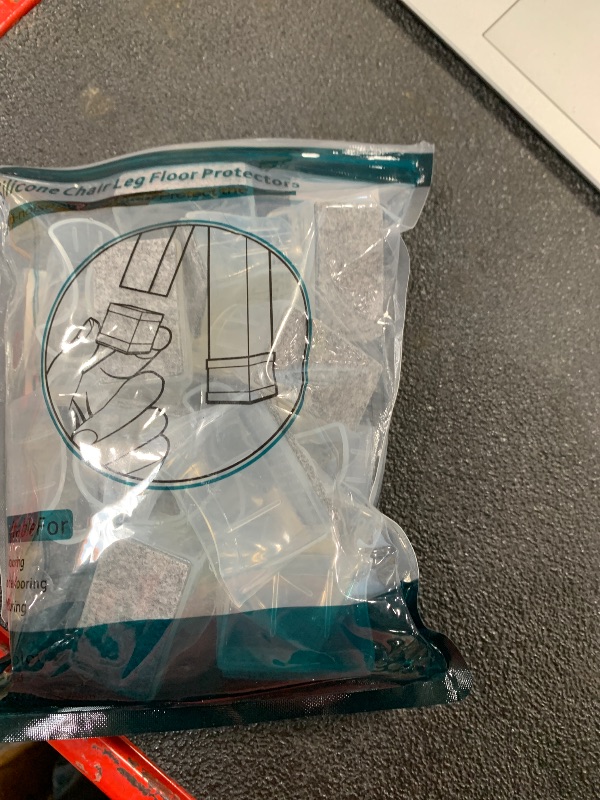 Photo 1 of 1" x 1 3/4" Rectangle Chair Leg Protectors for Hardwood Floors, Silicone Covers to Protect Wood Tile Floors Felt Pads Furniture Leg Caps Reduce Noise, Easy to Move,16 PCS Clear.