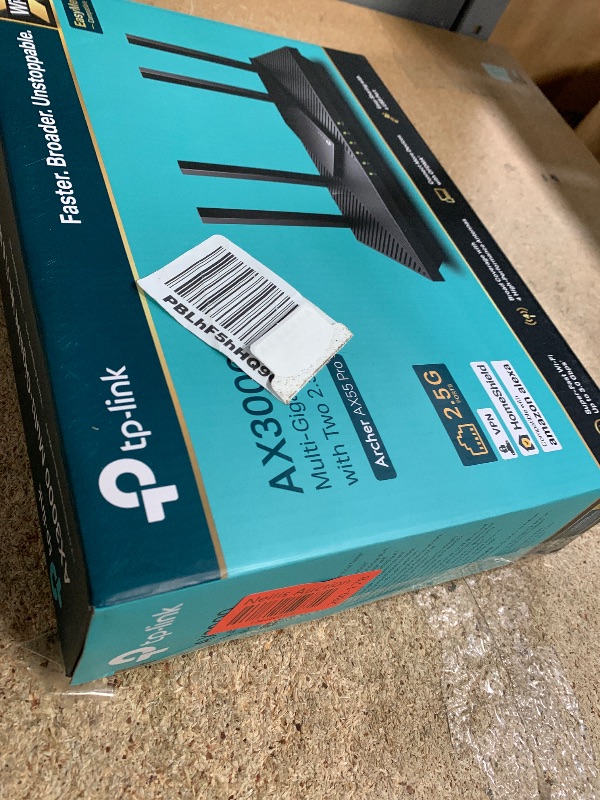 Photo 1 of *UNABLE TO TESTED* TP-Link AX3000 WiFi 6 Router (Archer AX55 Pro) - Multi Gigabit Wireless Internet, 1 x 2.5 Gbps Port, Dual Band, VPN, OFDMA, MU-MIMO, USB Port, WPA3, Compatible With Alexa