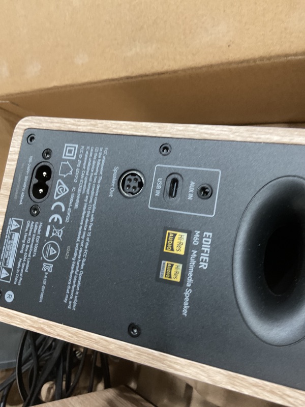 Photo 1 of *UNABLE TO TESTED*Edifier M60 Multimedia Speaker Bluetooth 5.3, 66W RMS, Hi-Res Audio & Hi-Res Wireless Audio, LDAC,3" Mid Bass & 1" Tweeter, USB-C & Aux Inputs, Compact Desktop Speaker – Classic Oak