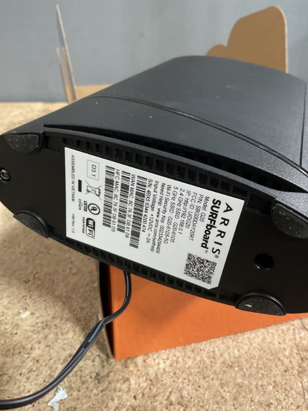 Photo 1 of *UNABLE TO TESTED* ARRIS (G20) - Cable Modem Router Combo - Fast DOCSIS 3.1 Multi-Gigabit WiFi 6 (AX3000), Approved for Comcast Xfinity, Cox, Spectrum & More, 1.0 Gbps Max Speeds, Next-Generation Upload Optimized
