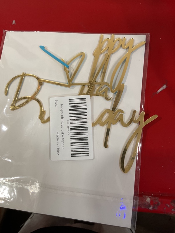 Photo 1 of 1PCS Happy Birthday Cake Topper,Gold Mirror Acrylic Boy or Girl Cake Sign Decorations,Birthday Cake Charm Supplies for Birthday Party Cake Dessert