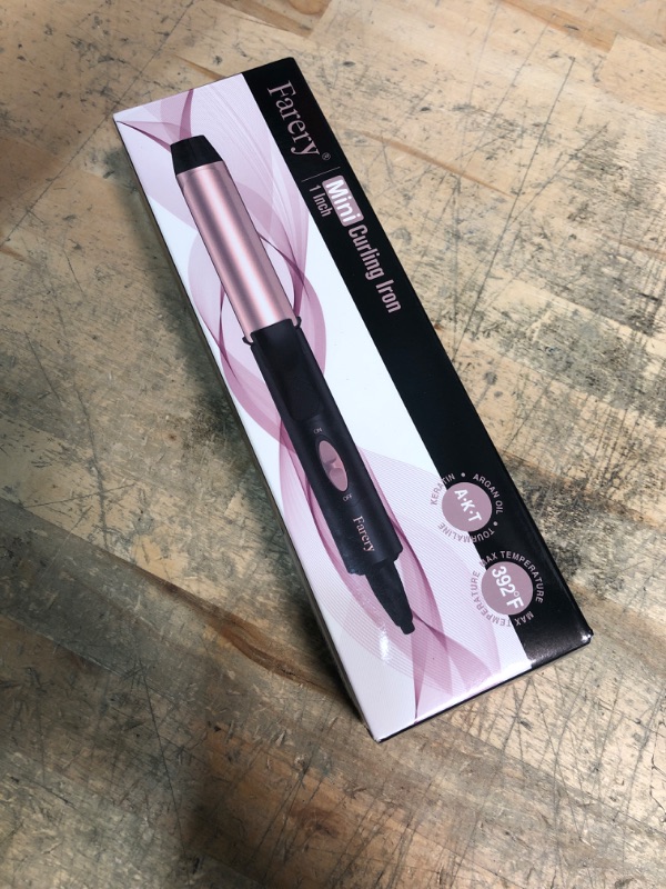 Photo 1 of 1 Inch Dual Voltage Ceramic Curling Iron with Keratin & Argan Oil, Mini Hair Curler, Travel Size with Storage Bag