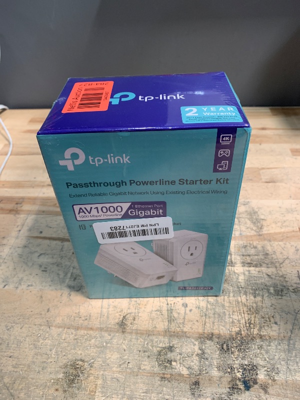 Photo 1 of **FACTORY SEALED** TP-Link AV1000 Powerline Ethernet Adapter Kit (TL-PA7017P KIT) - Passthrough, Noise Filtering, Gigabit Port, Plug Pair & Play, Network Adapter