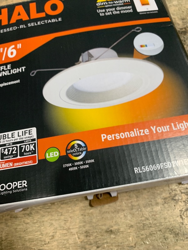 Photo 1 of HALO RL 5/6-Inch Recessed LED Trim Downlight with Selectable Color Temperatures - RL56069FSD2W1EWH