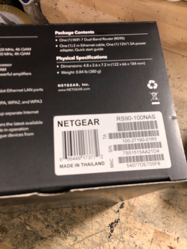 Photo 1 of NETGEAR Nighthawk Dual-Band WiFi 7 Router (RS90) – Security Features, BE3600 Wireless Speed (up to 3.6 Gbps) - Covers up to 2,000 sq. ft., 50 Devices – 2.5 Gig Internet Port