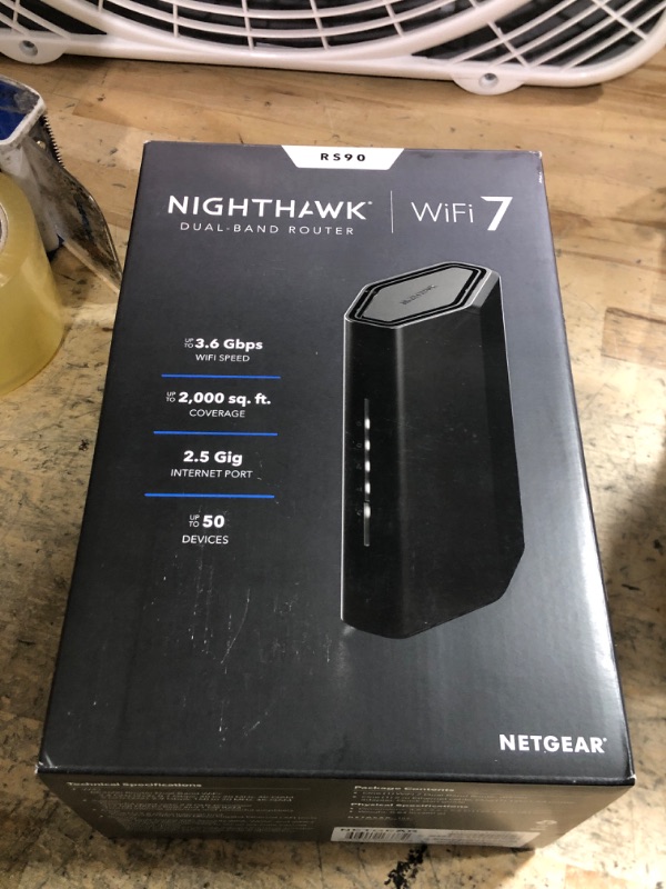 Photo 1 of NETGEAR Nighthawk Dual-Band WiFi 7 Router (RS90) – Security Features, BE3600 Wireless Speed (up to 3.6 Gbps) - Covers up to 2,000 sq. ft., 50 Devices – 2.5 Gig Internet Port