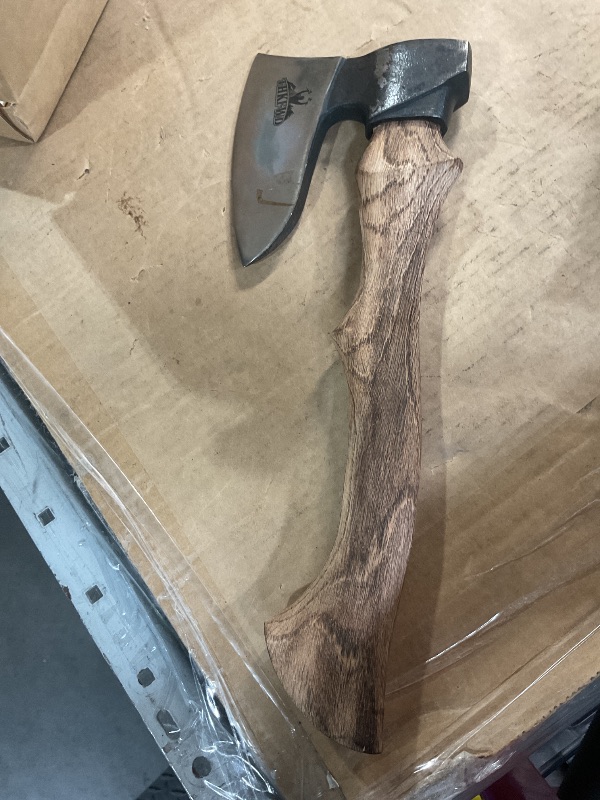 Photo 1 of (See all images) Camping Axes and Hatchets - 14" Forged Carving Axe with Leather Sheath, Survival Hatchet Splitting Axe for Chopping Camping Survival