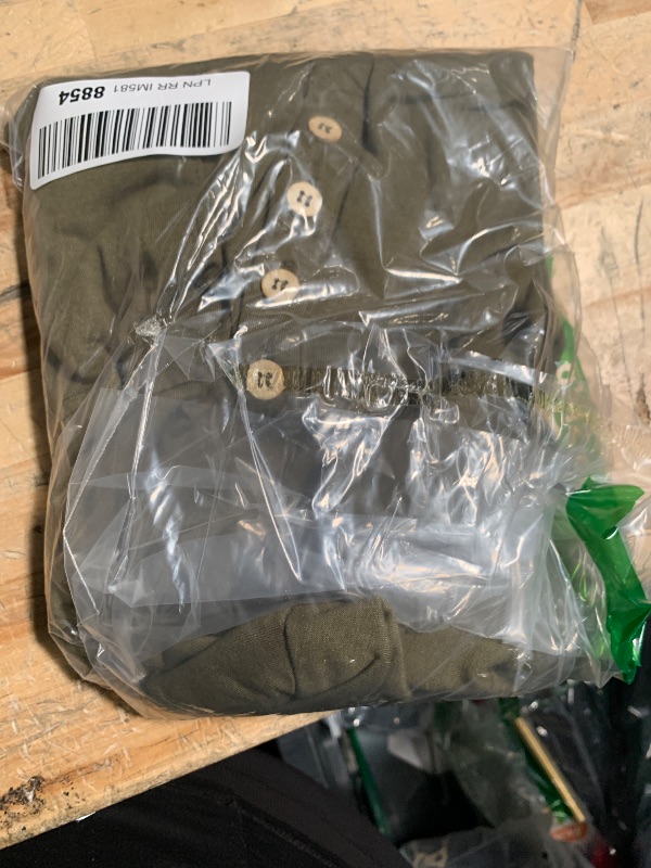 Photo 1 of (MEDIUM) (BAGGED) LILBETTER Women Chiffon Blouse V Neck Short Sleeve Top Shirts (Army Green,Medium)
