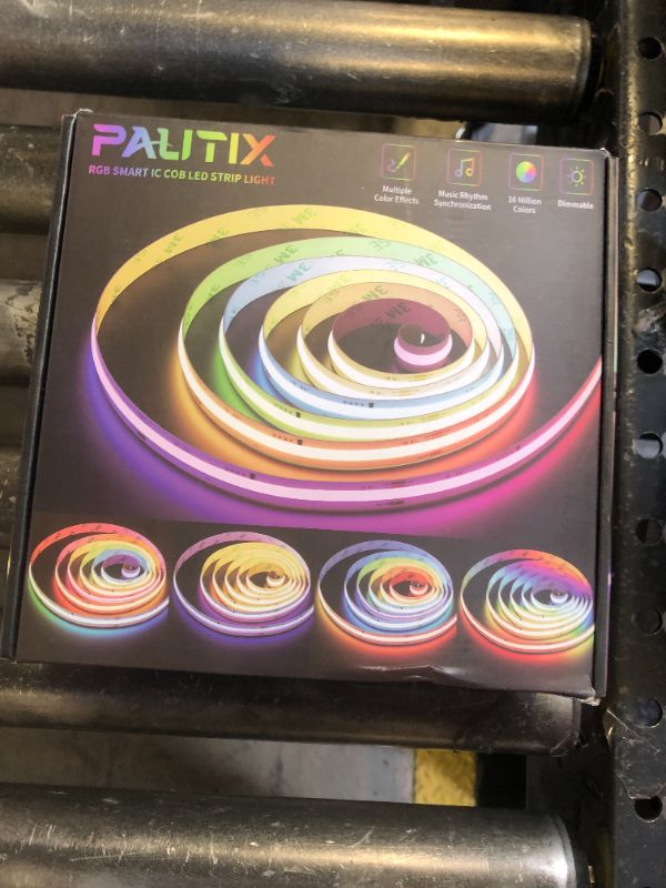 Photo 1 of PAUTIX RGB Smart IC COB LED Strip Light Addressable 16.4ft/5m,UL-Listed 24V Color Flowing Strip Light Multicolor Flexible Tape Light Kit with APP Control/Music Mode,for TV,Bedroom,Party DIY Decoration