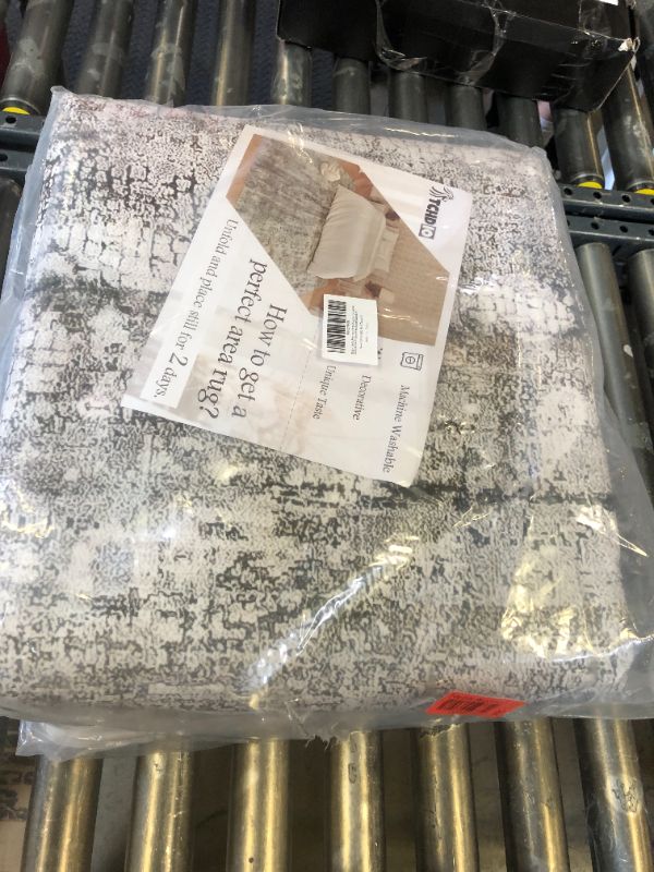 Photo 1 of PureCozy Machine Washable Area Rug 8x10 Grey Large Living Room Indoor Accent Rug Neutral Modern Abstract Low Pile Carpet Non Slip Distressed Throw Rug Bedroom Office Dining Room