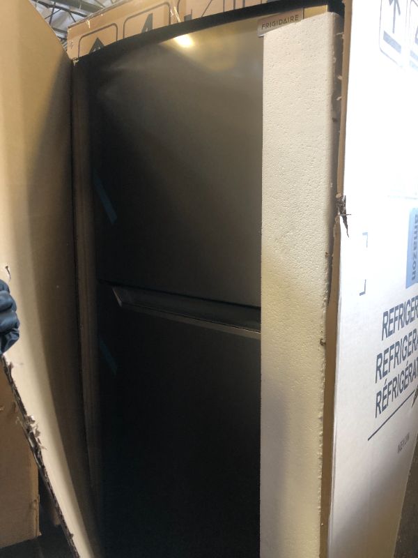 Photo 1 of Frigidaire 11.6 Cu. Ft. Compact ADA Top Freezer Refrigerator in Brushed Steel with Electronic Control Panel, Reversible Door Swing, ENERGY STAR